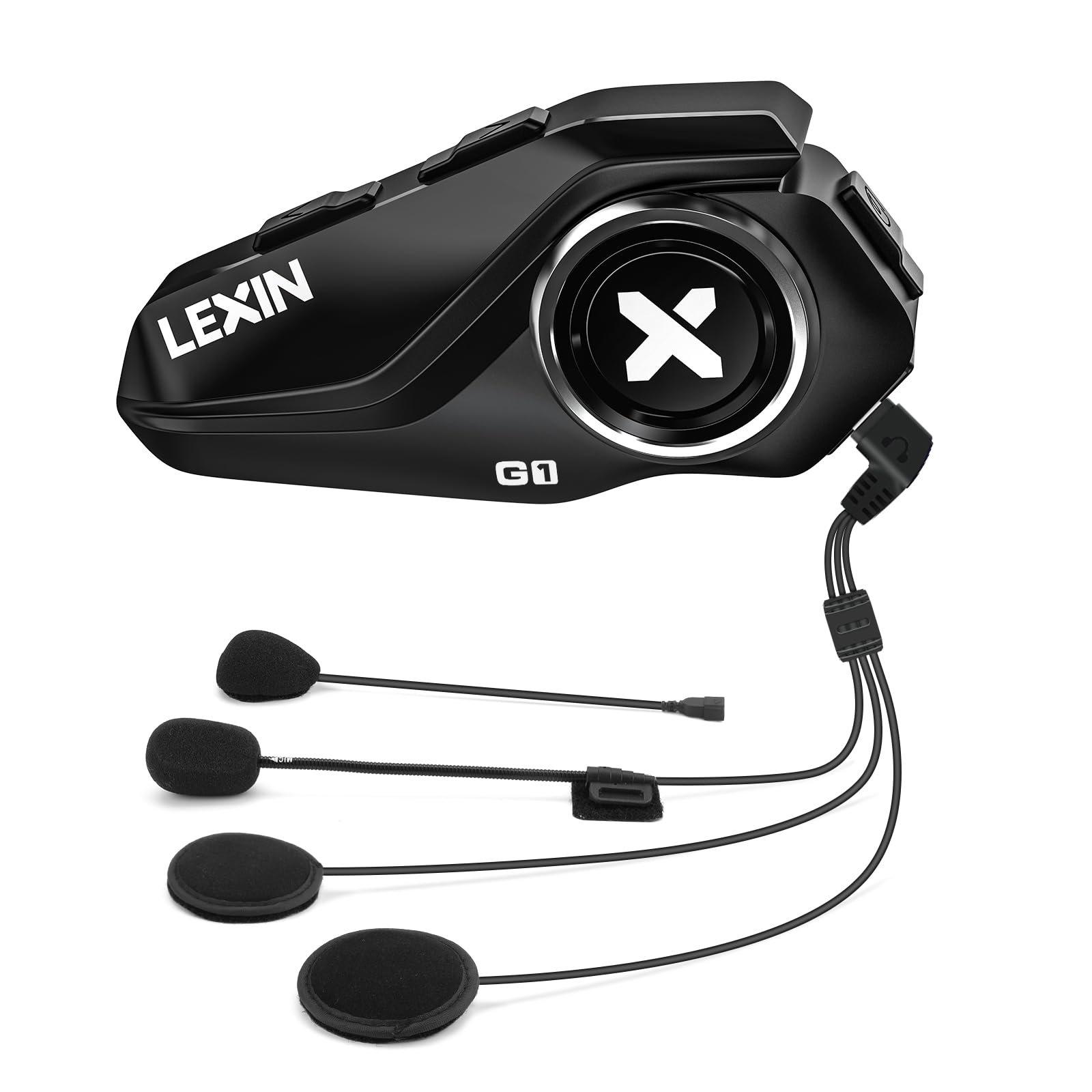 LEXIN G1 Motorrad Bluetooth 5.0 Kopfhörer, Helm Headset für Musik und Navi-Ansage Hören, Freihändiger Anruf, Sprachbefehl-Assistenten, HD Lautsprecher, DSP und CVC Geräuschunterdrückung, Einzelpack
