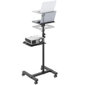 RICOO Beamer Ständer Stativ mit Rollen Höhenverstellbar CZ0800 Ständer für Projektoren Beamerständer Standfuß bis 10 Kg je Ablage Regal Laptoptisch Mobile Notebook Halterung Stand