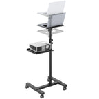 RICOO Beamer Ständer Stativ mit Rollen Höhenverstellbar CZ0800 Ständer für Projektoren Beamerständer Standfuß bis 10 Kg je Ablage Regal Laptoptisch Mobile Notebook Halterung Stand