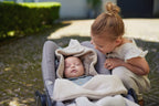 Jollein Fußsack Basic Knit Nougat - Für Babyschale Kinderautositz Gruppe 0+ und Kinderwagen - Für 3-Punkt- und 5-Punkt-Gurt - Strickmuster und Fleece Futter - Beige
