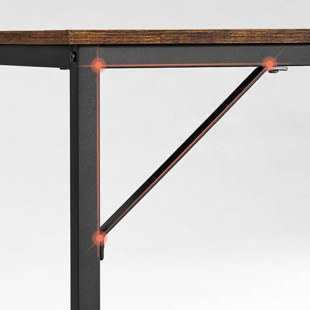VASAGLE Tisch, Computertisch, Bürotisch, 80 x 50 x 76 cm, für Arbeitszimmer, Schlafzimmer, Wohnzimmer, vintagebraun-tintenschwarz LWD038B01V1