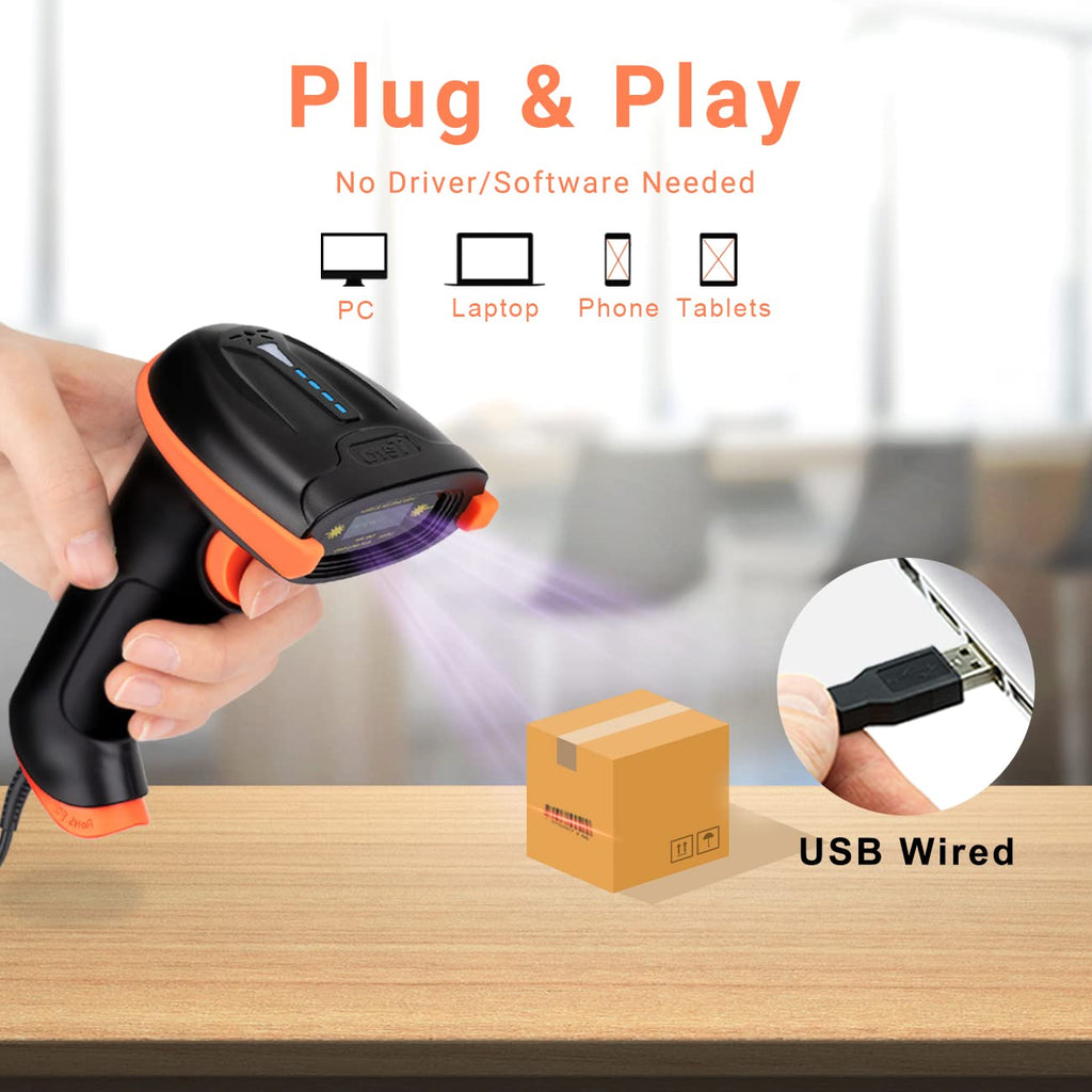 Tera Barcode-Scanner 1D Laser USB Wired Kabelgebunden Handheld Barcodescanner Handscanner Lesegerät Plug and Play, L5100Y