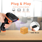 Tera Barcode-Scanner 1D Laser USB Wired Kabelgebunden Handheld Barcodescanner Handscanner Lesegerät Plug and Play, L5100Y