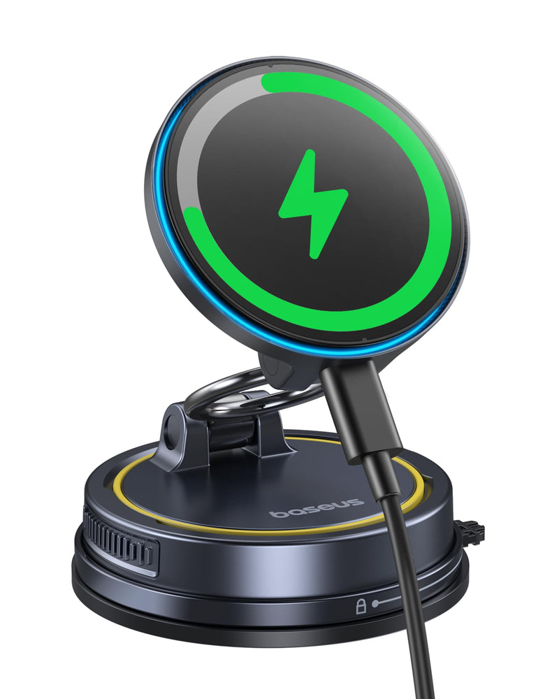 Baseus VC2 Flex Pro 15W Handyhalterung Auto für Magsafe mit Ladefunktion, Magnet Autohalterung kfz Ladegerät für Armaturenbrett, Wireless Car Charger für iPhone 17,16,15,14,13,12 Pro Max