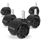 COSYLAND Bürostuhl Rollen 10mm x 22 mm - 5er Set Rollen für Bürostühle - Super Leise und Weiche für Hartböden, Parkett, Teppich, Laminat, Keine Bodenschutzmatte Nötig, Schwarz Doppelräder