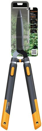 Fiskars SmartFit Teleskop-Heckenschere, Antihaftbeschichtet, Hochwertige Stahl-Klingen, Länge: 68 bis 93 cm, Schwarz/Orange, HS86, 1013565