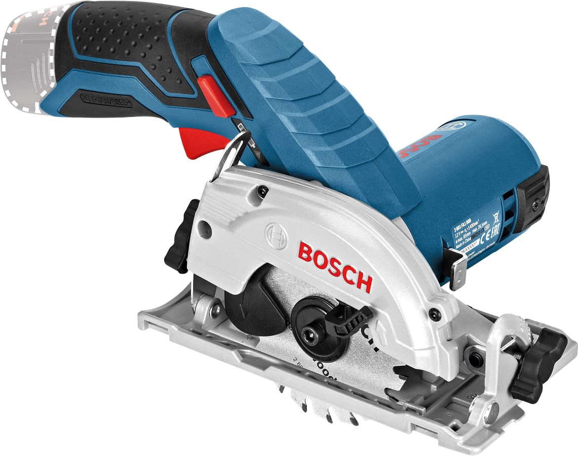 Bosch Professional 12V System Akku Kreissäge GKS 12V-26 (Sägeblatt-Ø: 85mm, inkl. 2x 3.0Ah Akku, Schnellladegerät GAL 12V-40, Einlage, L-BOXX)
