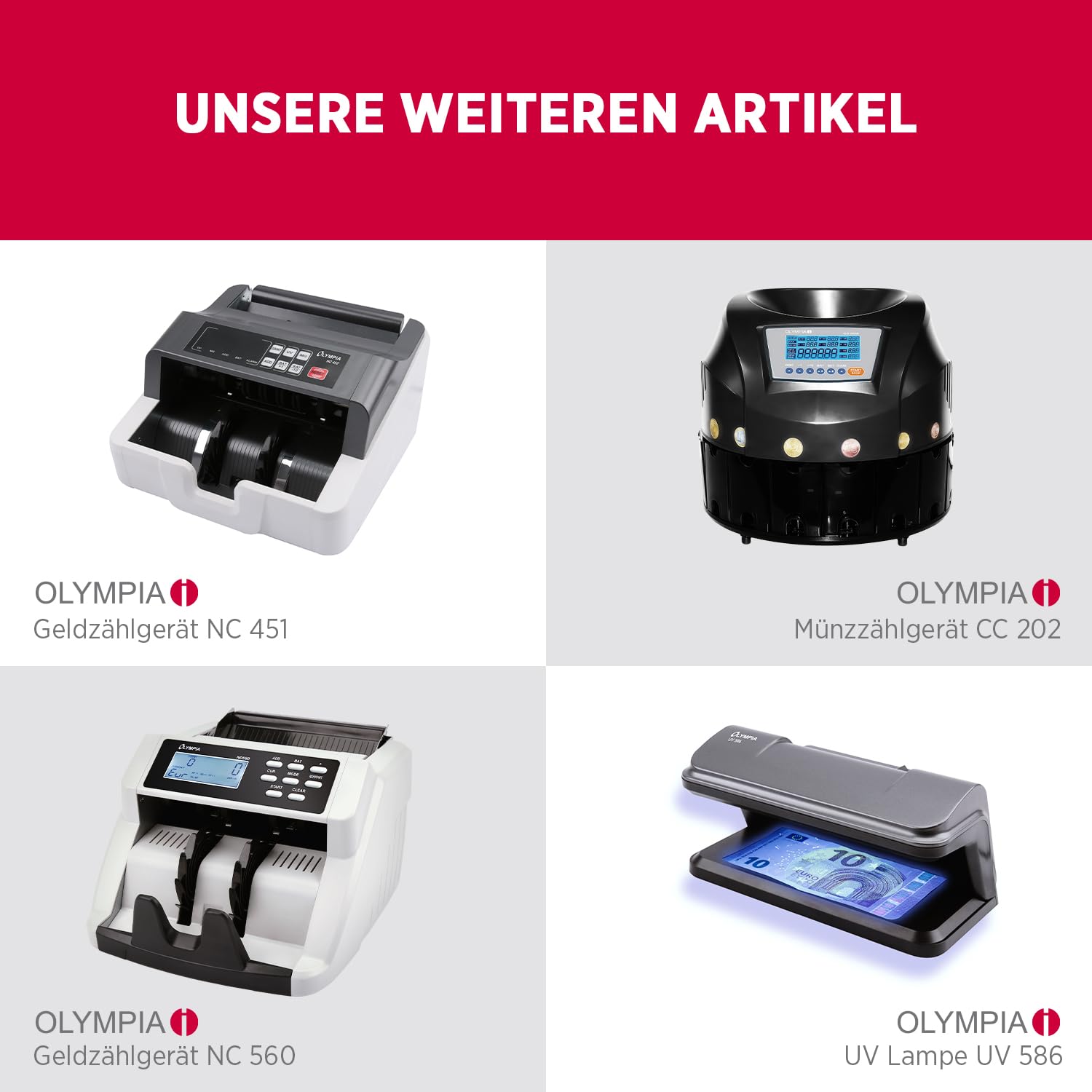 Olympia NC 375 Geldprüfgerät | Geldscheinprüfer mit IR, MG, UV Sensoren | Geldzähler für Euro, Dollar, Pfund | Falschgeld Prüfer | Hohe Prüfgeschwindigkeit | Geldprüfgerät für Scheine | LCD Display