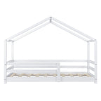[en.casa] Kinderbett Knätten Hausbett Bodenbett 90 x 200 cm Holzbett für Kinder mit Rausfallschutz Bettgestell mit Lattenrost Kiefernholz Weiß