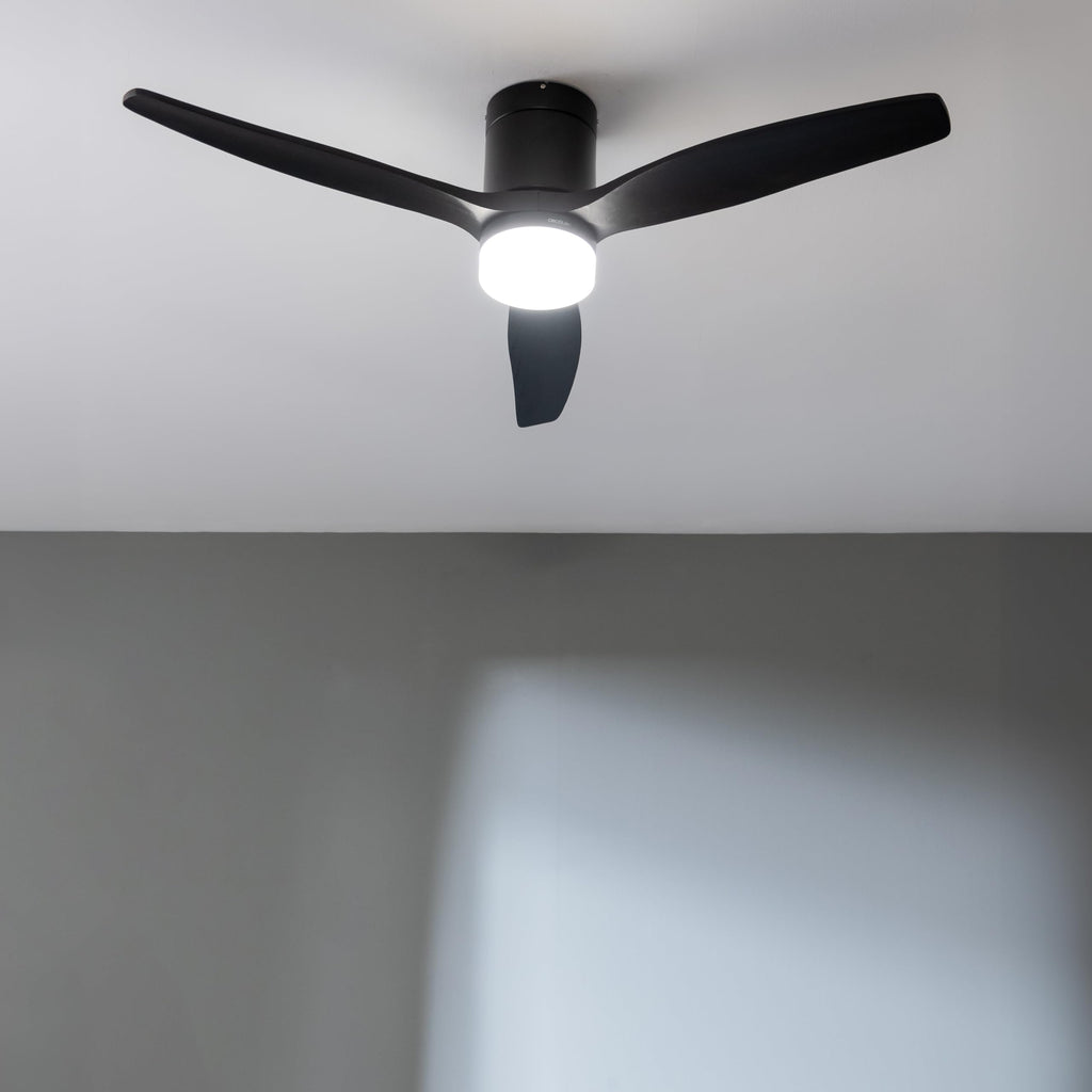 Cecotec - Deckenventilatoren mit Licht EnergySilence Aero 5600 Aqua GoldBlack Connected, 132 cm, 40 W, LED 20W Litch, 3 Flügel, 6 Geschwindigkeiten, Timer, Winter/Sommermodus, Wi-Fi, Goldschwarz