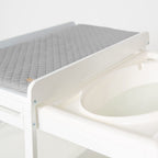 roba Bade Wickel Kombination + Wickelauflage Style grau - Mobiler Kombi Wickeltisch mit integrierter Badewanne - mit ausziehbarer Wickelfläche - Holz weiß