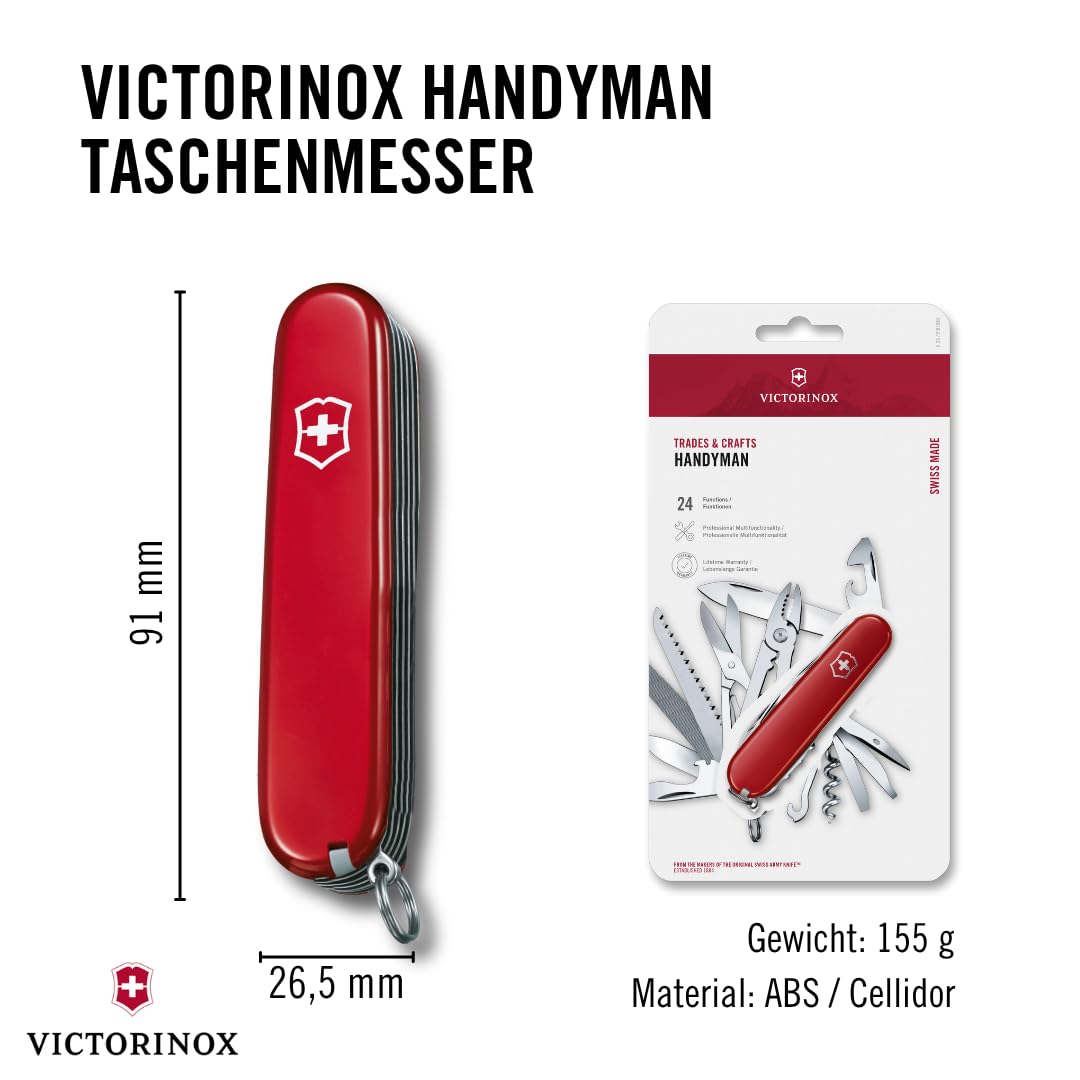 Victorinox Schweizer Taschenmesser Handyman, Swiss Army Knife, Multitool, 24 Funktionen, Klinge, Korkenzieher, Dosenöffner