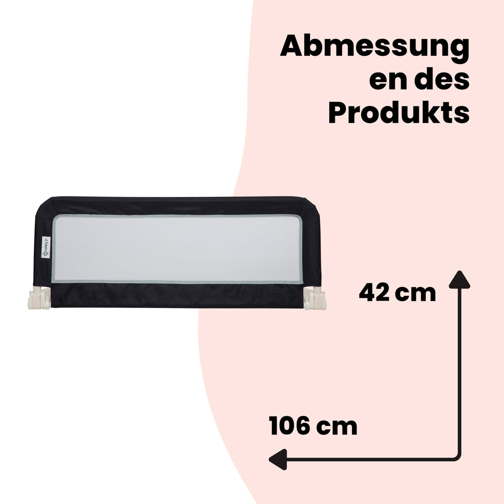 Safety 1st Portable Bed Rail, zusammenklappbares Bettgitter, Rausfallschutz, Reise, 18 M.–5J., tragbares Bettschutzgitter, Netzgewebe, leicht montierbar, automatische Sperre, leicht tragbar, Dark Grey