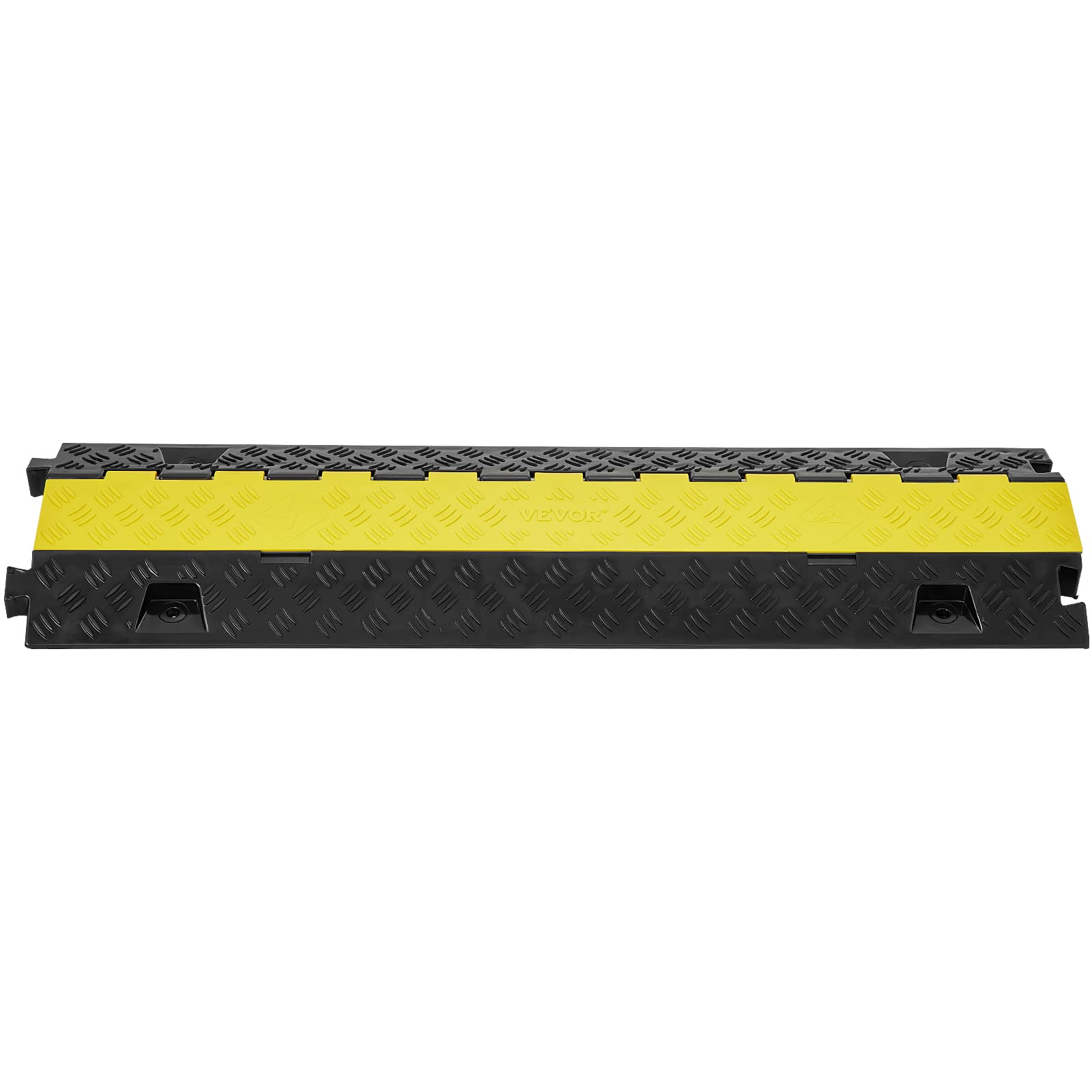 VEVOR 1x Kabelbrücke 91,8x25x4,3cm Überfahrschutz Kabel TPU & TPR Schlauchbrücke 2 Kanäle 10000KG pro Achse Tragfähigkeit Rampe Kabelkanäle Ideal für Parkplätze Lagerhallen Schulen Baustellen