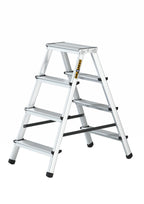 DRABEST Trittleiter Klapptritt Alu Leiter 2 x 4 Stufen Beidseitig Mehrzweckleiter Hausleitern bis 125 kg Belastbar Leiter