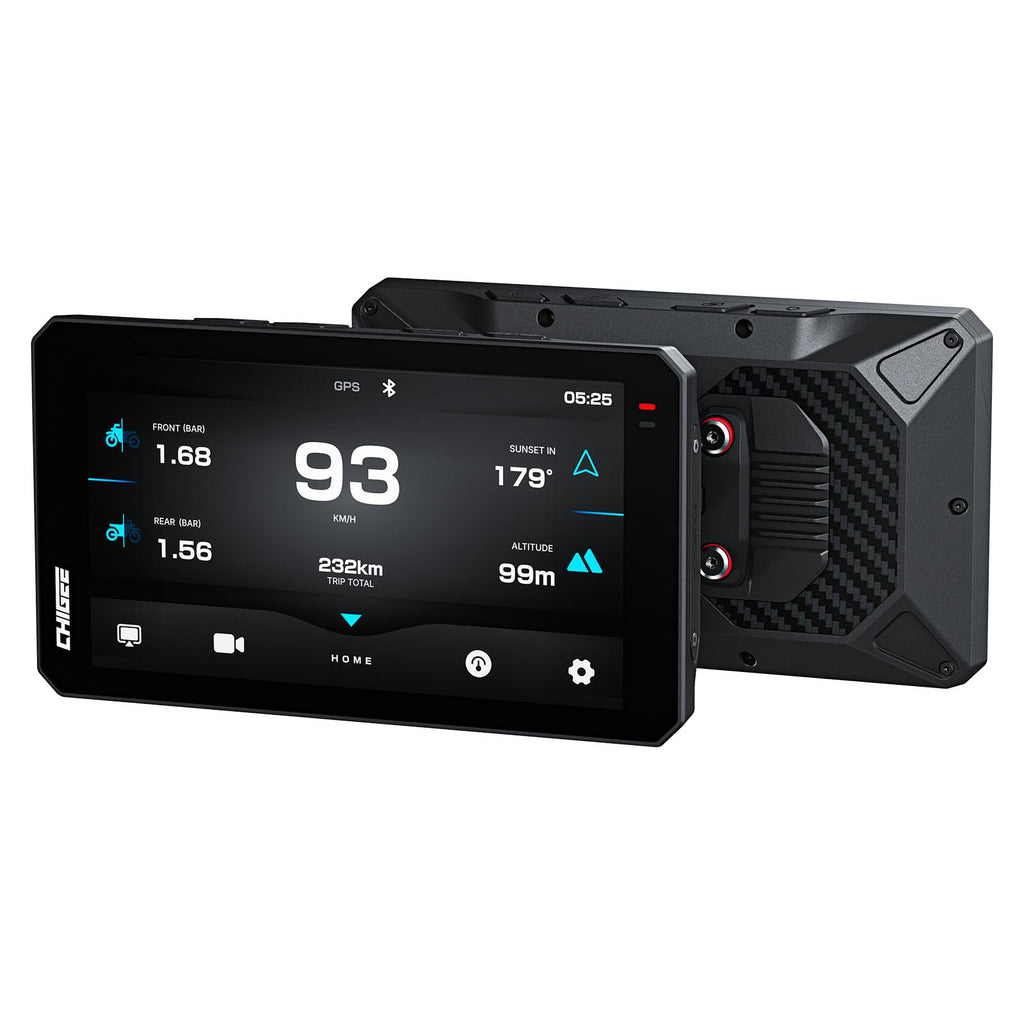 CHIGEE AIO-6 MAX Motorcycle Carplay Android Auto GPS Navigation System, BSD, STARVIS HDR 5" LCD, 60FPS,5G Wi-Fi BT, IPX9 Waterproof, Support Siri Google Assistant, 24H Parking Mode, Dedicated App