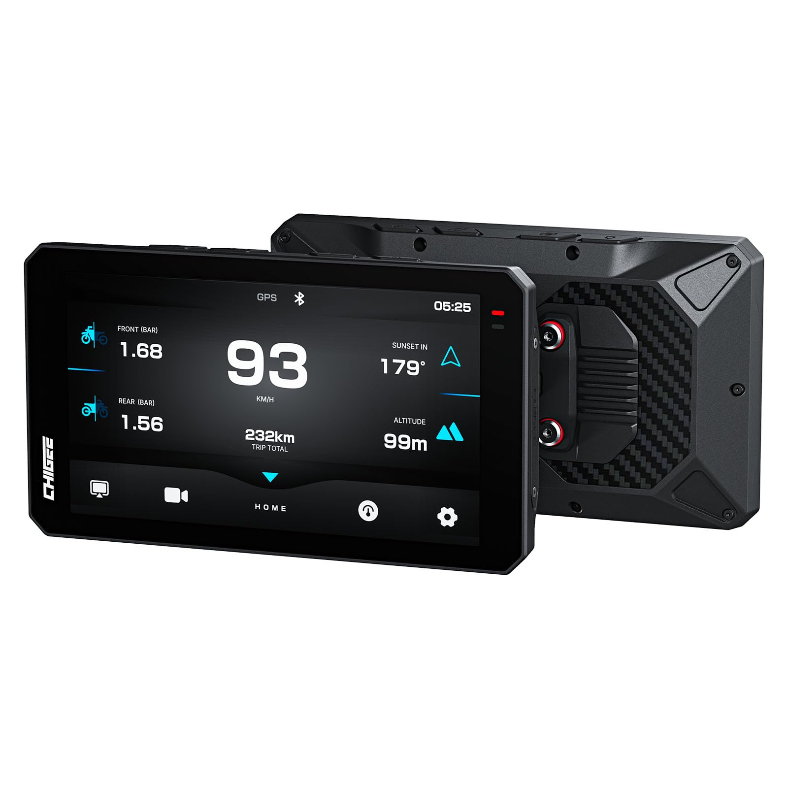 CHIGEE AIO-6 MAX Motorcycle Carplay Android Auto GPS Navigation System, BSD, STARVIS HDR 5" LCD, 60FPS,5G Wi-Fi BT, IPX9 Waterproof, Support Siri Google Assistant, 24H Parking Mode, Dedicated App
