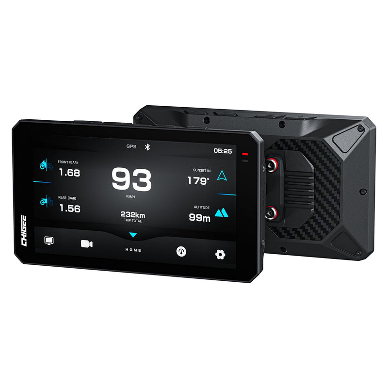 CHIGEE AIO-6 MAX Motorcycle Carplay Android Auto GPS Navigation System, BSD, STARVIS HDR 5" LCD, 60FPS,5G Wi-Fi BT, IPX9 Waterproof, Support Siri Google Assistant, 24H Parking Mode, Dedicated App