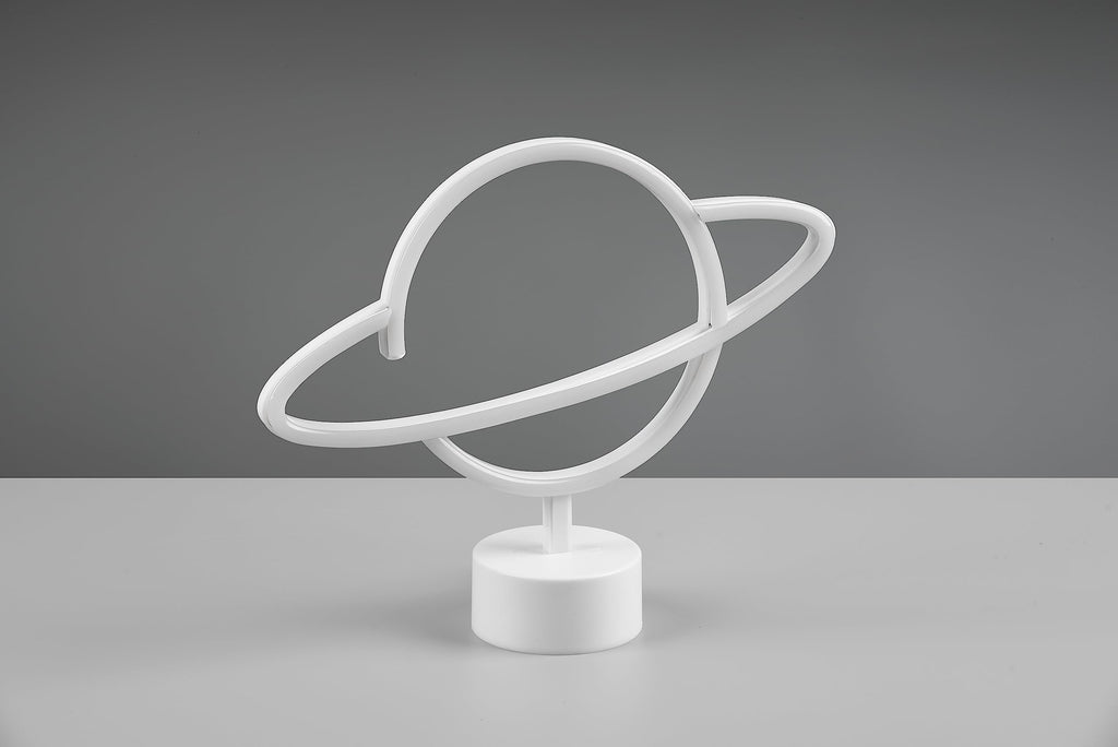 Reality Leuchten LED Tischleuchte Planet R55370101, Kunststoff Weiß, inkl. 1.6 Watt LED