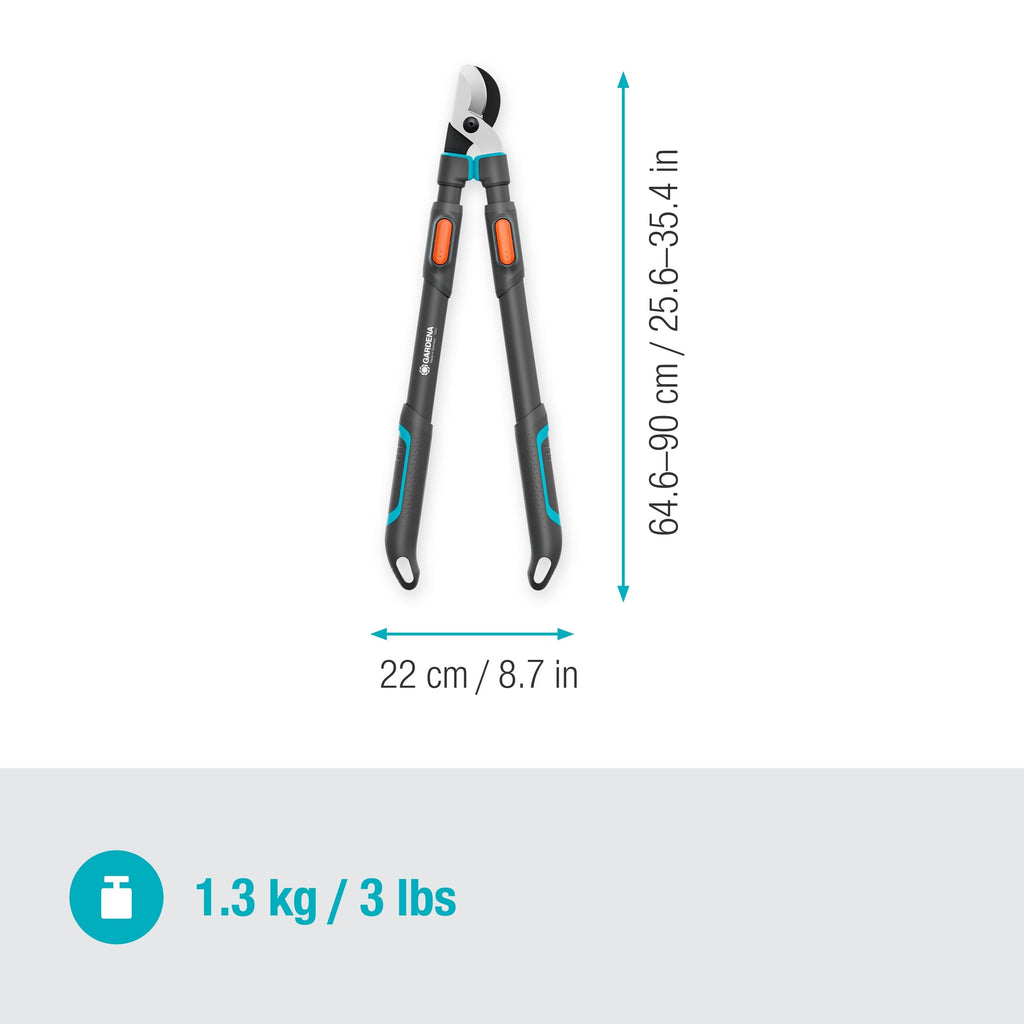 Gardena TeleCut Pro L, Teleskop-Astschere für frisches Holz bis 50 mm, verlängerbar bis 900 mm, präzisionsgeschliffene Klingen, PowerCoating für saubere Schnitte (12041-88)