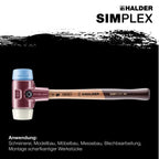 SIMPLEX-Schonhammer, TPE-soft/Nylon; mit Tempergussgehäuse und hochwertigem Holzstiel | D=40 mm | 3018.040