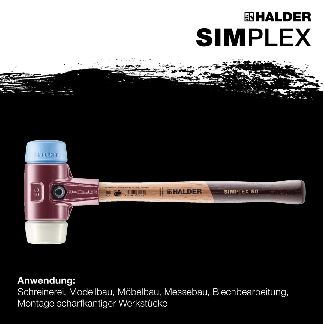 SIMPLEX-Schonhammer, TPE-soft/Nylon; mit Tempergussgehäuse und hochwertigem Holzstiel | D=40 mm | 3018.040