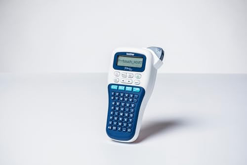Brother PT-H107B tragbarer Etikettierer für Zuhause und Büro, bis zu 12 mm, Druckgeschwindigkeit bis zu 20 mm/Sek., Blau und Weiß.