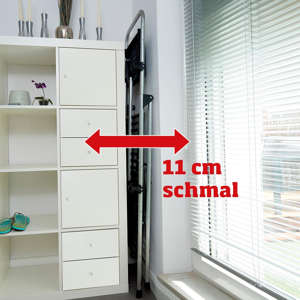 PROFI-PARTNER Stahl-Sicherheitsleiter, Trittleiter, Klappbare Handläufe, Klappleiter, 3 Stufen, Rutschsichere Plattform, TÜV Geprüft, Sicherer Tritt, Robust, bis 150 kg