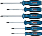 Bosch Professional Schraubendreher Set 6tlg. (SL/PH/PZ/TX, inkl. SL 3.5x75mm, TX 20x100mm, TX 15x75mm, SL 6.5x125mm, PZ 2x125mm, PH 1x100mm, Einlage)