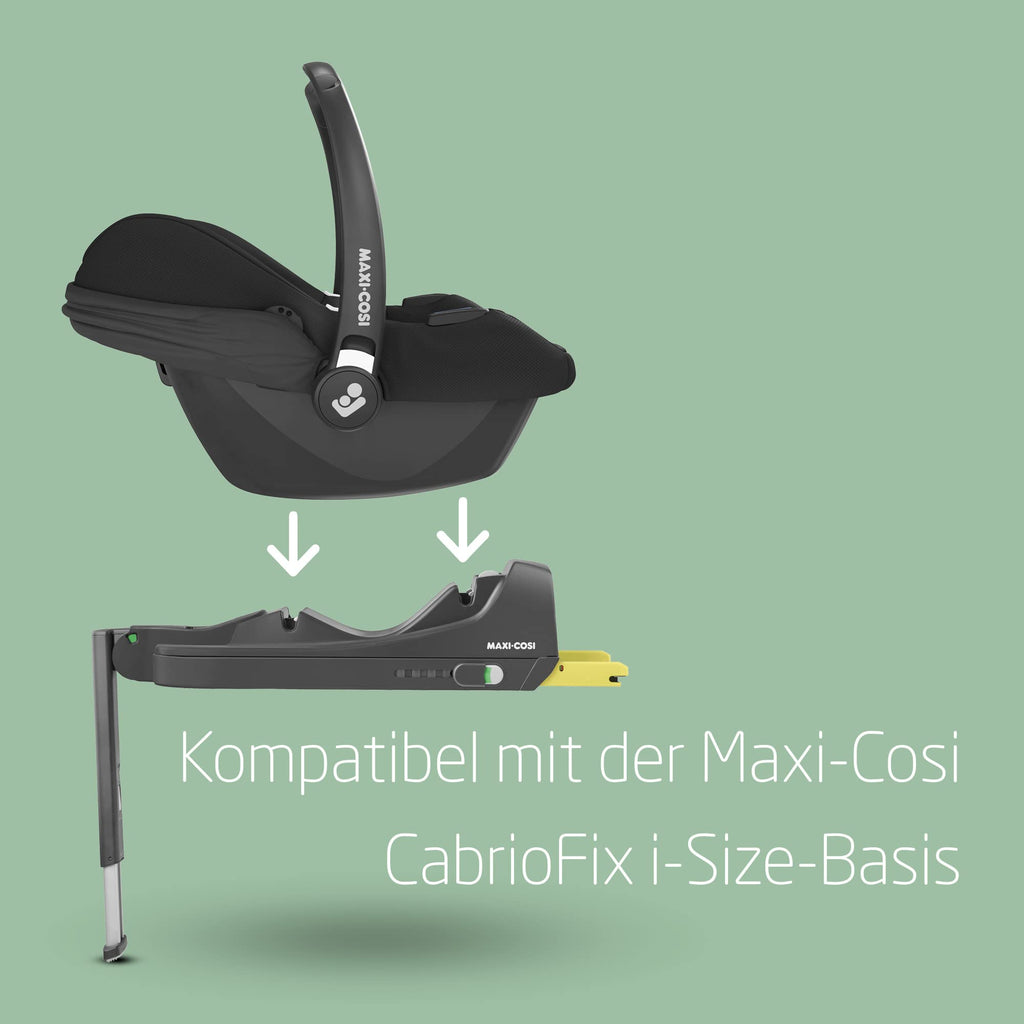Maxi-Cosi CabrioFix i-Size, Babyschale, 0–12 Monate, max. 12 kg, leichter i-Size Kindersitz (3,2 kg), Sonnenverdeck, gepolsterter Sitz, für viele Maxi-Cosi Kinderwagen, Essential Black