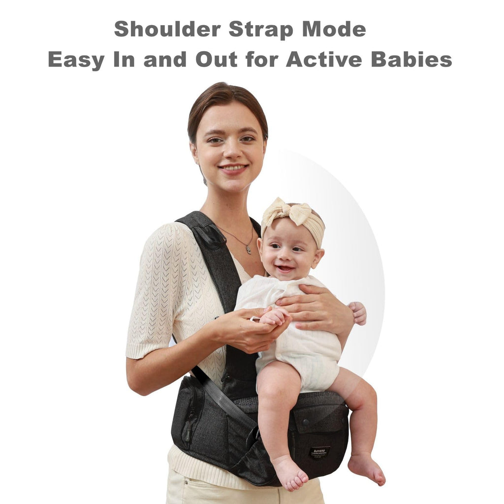 SUNVENO Babytrage Ergonomisch，Baby Carrier mit Abnehmbarer Kapuze, Hüftsitz baby mit Speicheltuch, 3in1 Babybauchtragen für Baby 3-36 Monate, Babyrückentragen 0-20Kg (Schwarz)