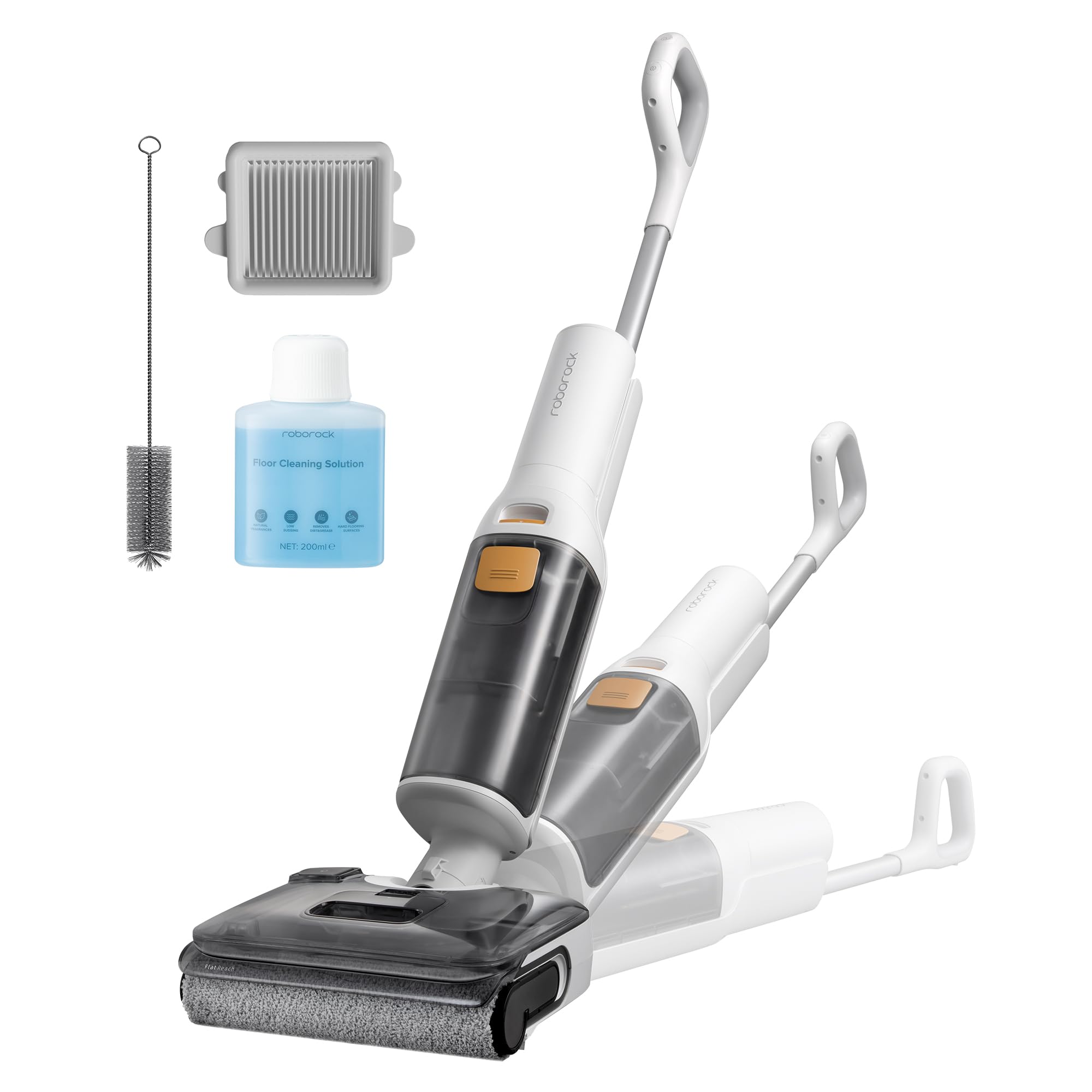 roborock F25 GT Nass Trockensauger, 180° Lay-Flat Saugwischer, 90°C Hochtemperatur Selbstreinigung, 20.000 Pa Akku Staubsauger mit Wischfunktion, Wischsauger Kabellos Anti-Tangle für HarteBoden