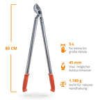 Original LÖWE 22 Profi Amboss Astschere 22.080 antihaftbeschichtet Stahlklinge mit Präzisionsschliff - scharfe und leichte Baumschere ideal zum Schneiden von Ästen Zweigen Bäumen Sträuchern, 80 cm