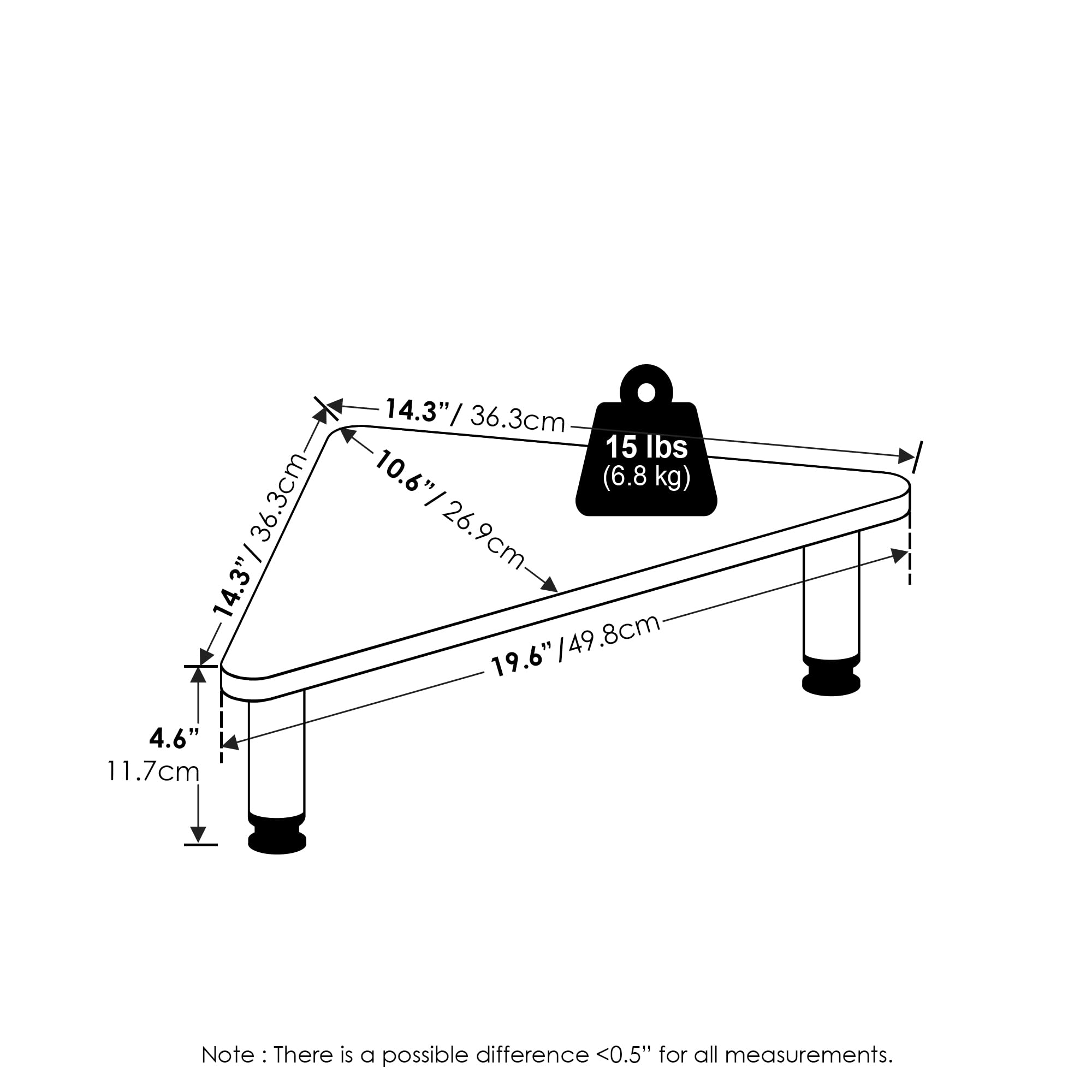 Furinno Turn-n-Tube Eckmonitor Riser Ständer, Americano, Edelstahlrohre, 49.8 (Breite) x 11.7 (Höhe) x 26.9 (Tiefe) cm