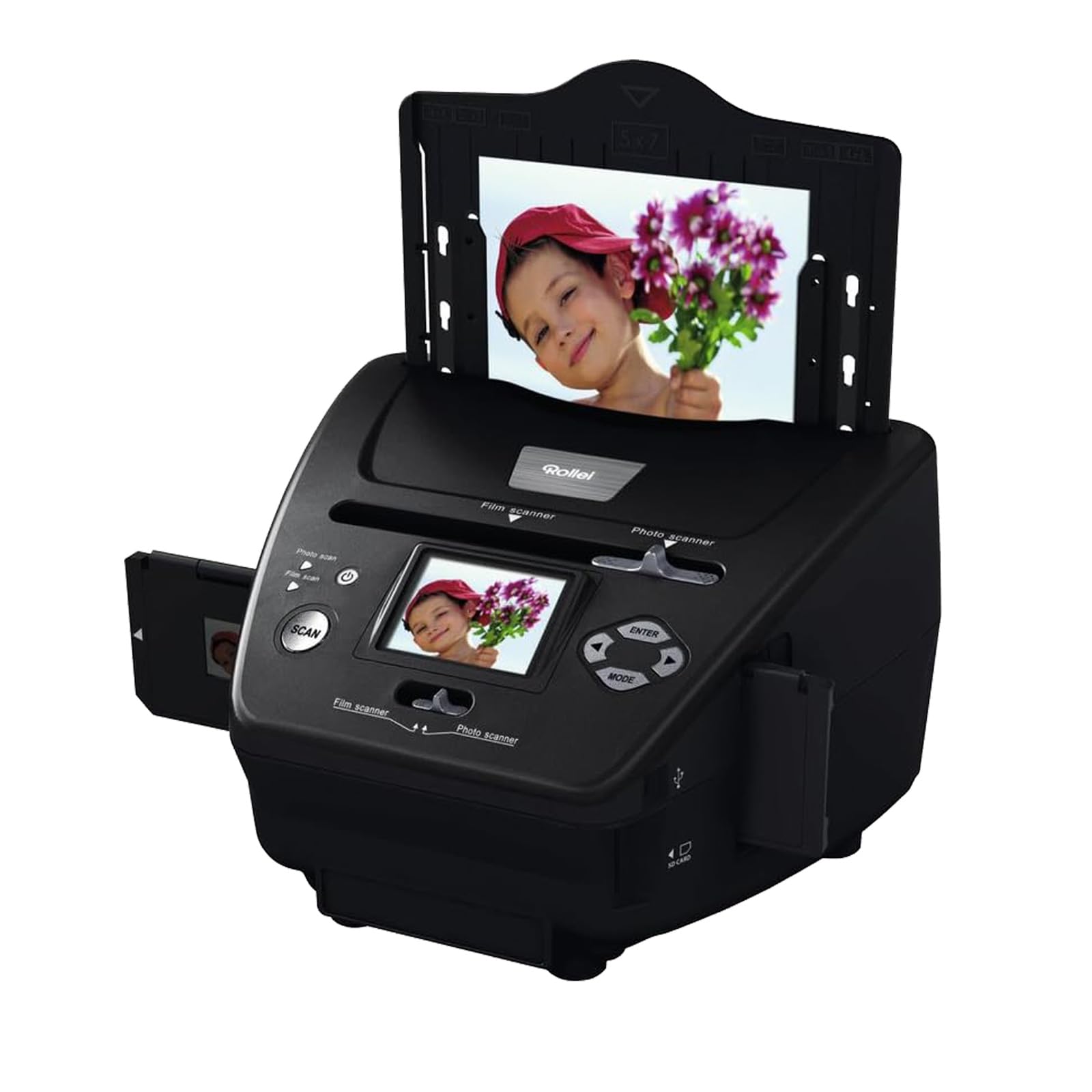 Rollei PDF S 240 SE Multiscanner für Fotos Dias und Film Negative 35mm 135, 3R/4R/5R Photo und Visitenkarte Digitalisieren Konverter Gerät mit Farbmonitor, Foto-Scanner-Dias-Negative-Digitalisieren