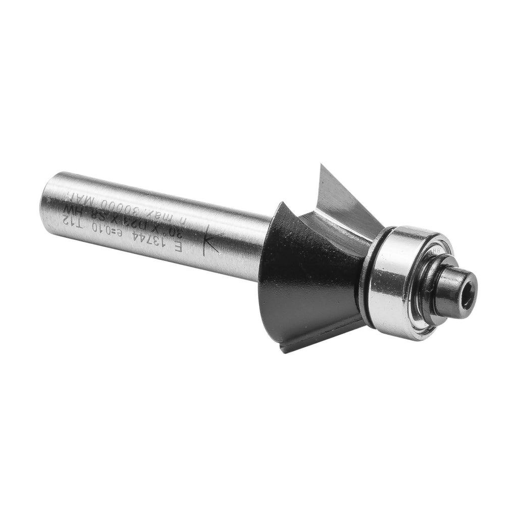 ENT 13744 Fasefräser HW, Schaft (S) 8 mm, Durchmesser (D) 23 mm, NL 9,5 mm, E 30°, SL 32 mm, mit Kugellager