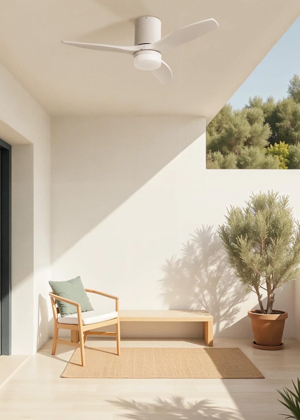 CREATE / WINDCALM S/Deckenventilator ABS mit Beleuchtung Weiß mit Fernbedienung / 40W, Leise, Ø112cm, 6 Geschwindigkeiten, 3 LED-Temperaturen, Timer, Sommer-Winterbetrieb