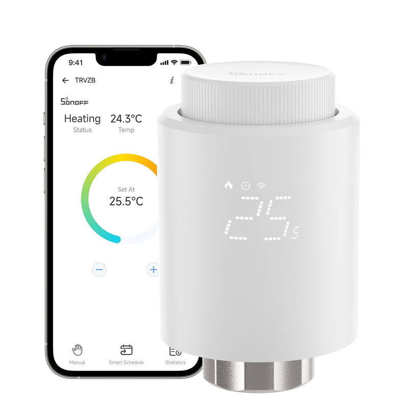 SONOFF Smart Heizkörperthermostat TRVZB, Smart Heizungsthermostat mit App-Funktion, Zigbee Thermostat Benötigt Zigbee 3.0 Hub, kompatibel mit Amazon Alexa/Home Assistant