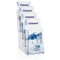 taymar 4C110 Prospekthalter/Flyerhalter 4 Fächer DIN Lang (DL), Polystyrol, Transparent