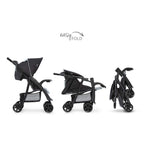 hauck Shopper Neo II, Schwarz Grau - Kinderbuggy mit Liegeposition ab Geburt bis 22 kg, 2x Tablett mit Getränkehalter, Einhändig Klein Zusammenklappbar, Tasche im Verdeck, XL Korb
