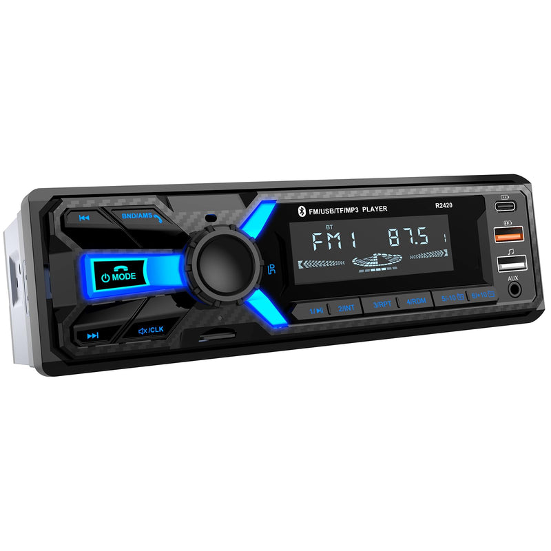 RDS Autoradio Bluetooth mit Typ-C-Ladeanschluss, CENXINY Autoradio 1DIN Bluetooth 5.0 Unterstützt 2USB/AUX/SD/TF/EQ/DSP/Android und iOS