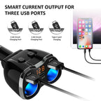 USB C Auto Ladegerät Zigarettenanzünder Verteiler Adapter Splitter Typ C KFZ Ladegerät 2 Fach Steckdose 12V/24V DC 120W mit LED 12V/24V DC 120W LED Voltmeter Schalter Dual USB Port