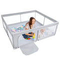 BEJOY Großer Laufstall Laufgitter XXL 180*200 cm, Kompakt und Stark, Schaumstoffschutz Rutschfester mit Transparentem, Atmungsaktivem Netz, Reißverschluss für Babys & Kleinkinder Indoor & Outdoor