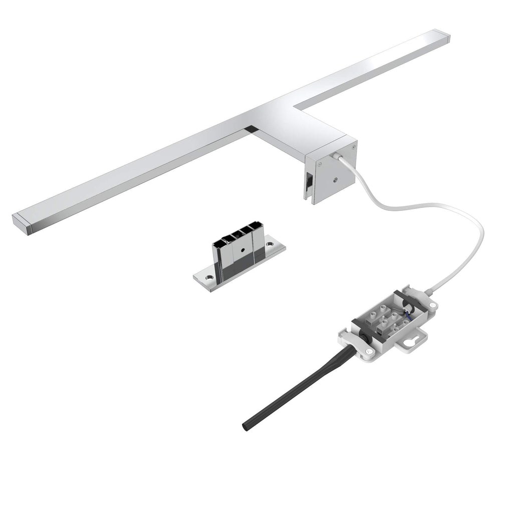 B.K.Licht - Spiegelleuchte Bad mit 2 in 1 Montage, neutralweiße Lichtfarbe, klemmbar, Badezimmerlampe, Schrankbeleuchtung, Spiegellampe, Lampe Badezimmer, Spiegelbeleuchtung, 60x10,3x3,6 cm, Chrom