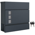 SONGMICS XXL Briefkasten, Postkasten mit Zeitungsfach, 10,5 x 37 x 37 cm, Aufkleber gegen unerwünschte Werbung, Sichtfenster, abschließbar, 2 Schlüssel, modern, einfache Montage, anthrazit GMB052G01