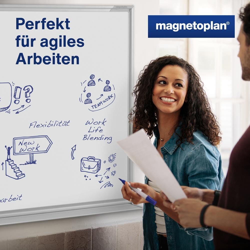 magnetoplan Design-Whiteboard SP | Magnettafel BxH 1800x1200 mm | Stabile, speziallackierte Stahloberfläche | Perfekte Schreibfläche | Bürobedarf | Memoboard für Büro- und Konferenzräume | Homeoffice
