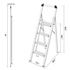 KINGRACK Leiter Aluminium, Trittleiter 4 stufen klappbar, leiter 4 stufen mit Handlauf, rutschfeste Haushaltsleiter mit Klappsicherung, Aluleiter Belastbar bis 150 kg, für Zuhause, Büro, Garten,Silber