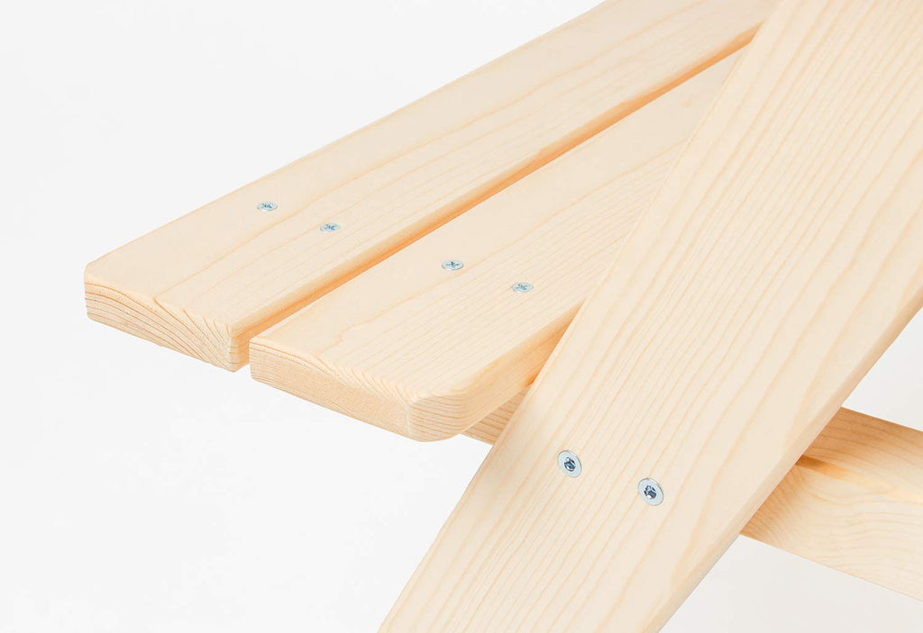 PINOLINO Nicki 4er Kindersitzgruppe - Kindertisch - Picknicktisch aus Massivholz, Kinder Spielbar - Langlebige Sitzbank für draußen, Kindergartenmöbel ab 2 Jahren, Outdoor-Tisch 90 x 79 x 50 cm