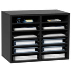 VEVOR Briefablage Schreibtisch Organizer 520 x 305 x 410 mm, 2,3–5,6 cm Einstellbar A4 Stapelbar Quer, Papierablage, Aufbewahrung Schreibtisch Ablagesystem Organisation, Ablage (Schwarz, 2 x 6 Fächer)