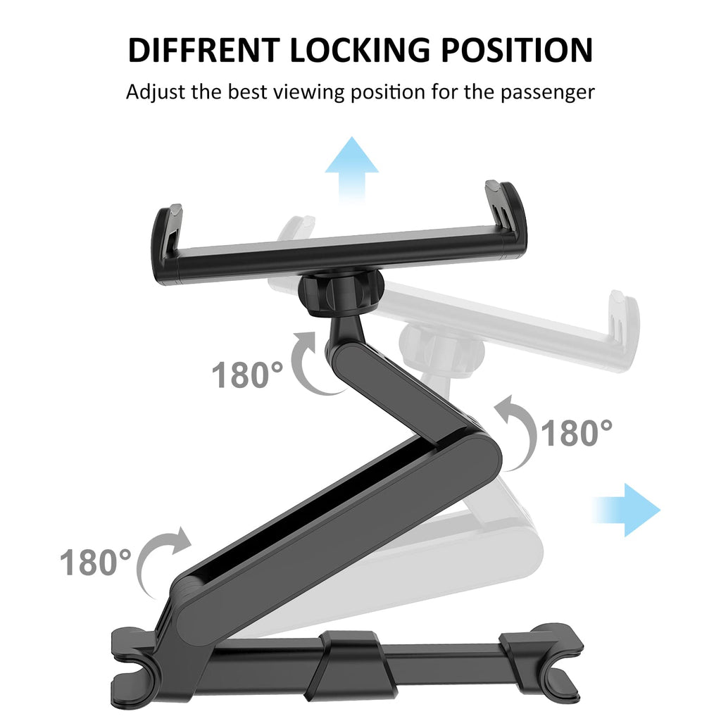 Giftorld Auto-Kopfstützen-Rücksitzhalterung, 360° drehbar, verstellbare Auto-Rücksitz-Kopfstütze,Tablet/Handyhalterung, kompatibel für ALLE 4"-11" Tablets, Handys, iPhone, iPad Air Mini